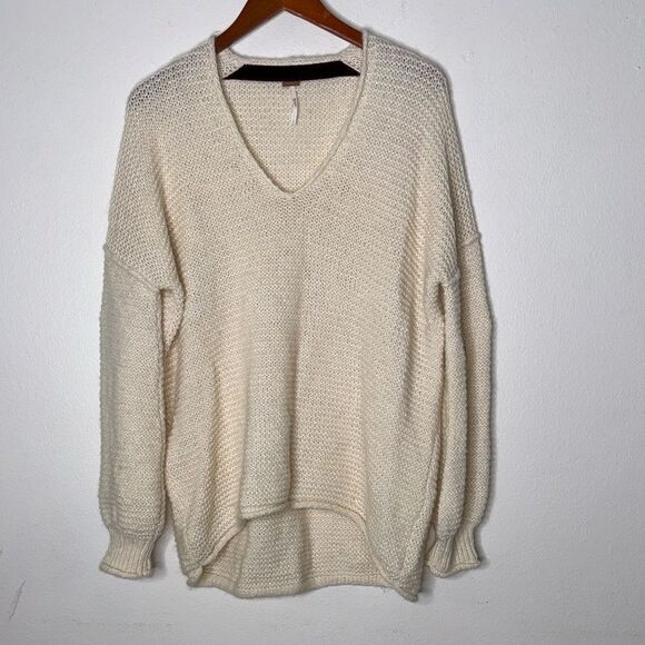 FREE PEOPLE All Mine Alpaca Wool Chunky Slouchy Soft Sweater Ivory Size Small - Picture 12 of 13